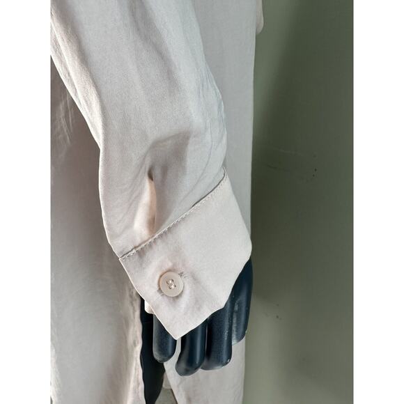 Missguided Long Line Tie Front Shirt Size 4 NWT Light Pink Silky - Picture 8 of 11